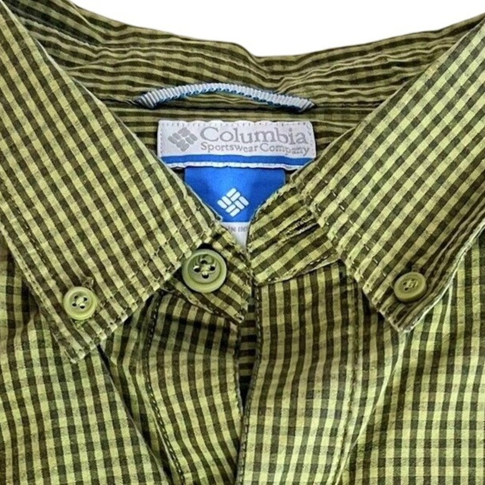 Columbia Long Sleeve Button Down Shirt‎ Men's XL Green Black Checked